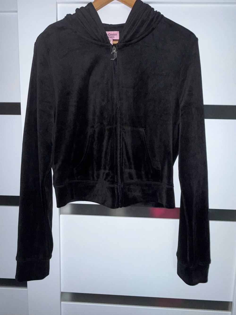 Juicy Couture Black Velour Zip-Up Hoodie Jacket